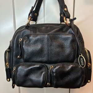TOD’S Vintage Leather gold zip medium shoulder bad
